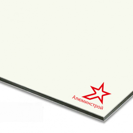 Алюминиевая композитная панель 3 мм (0.21) 1220х4000 цвет белый RAL 9010