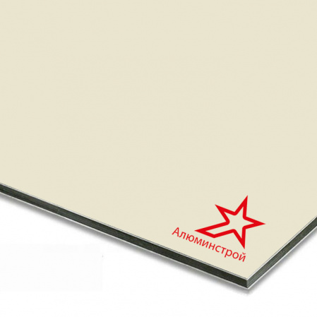 Алюминиевая композитная панель 3 мм (0.21) 1220х4000 цвет Жемчужно-белый RAL 1013