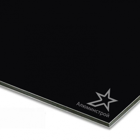 Алюминиевая композитная панель 3 мм (0.21) 1220х4000 цвет черный RAL 9005