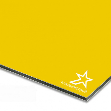 Алюминиевая композитная панель 3 мм (0.21) 1220х4000 цвет транспортно-желтый RAL1023